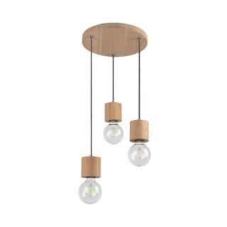 Suspension en Bois de Chêne Huilé ,3xE27 Max.60W,TRONGO ROUND,7061374R