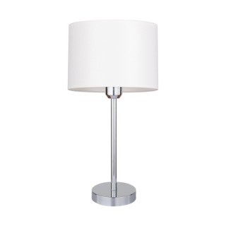 Lampe de Table en Métal Chromé et Tissu Blanc ,1xE27 Max.40W,DOVE,724380128