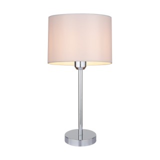 Lampe de Table en Métal Chromé et Tissu Blanc ,1xE27 Max.40W,DOVE,724380128