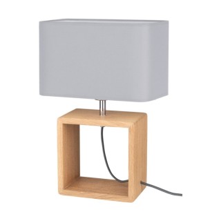 Lampe de Table en Bois de Chêne Huilé et Tissu Gris,1xE27 Max.25W,CADRE,7701174