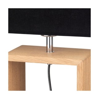 Lampe de Table en Bois de Chêne Huilé et Tissu Noir,1xE27 Max.25W,CADRE,7704974