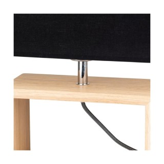 Lampe de Table en Bois de Chêne Huilé et Tissu Noir,1xE27 Max.25W,CADRE,7724974