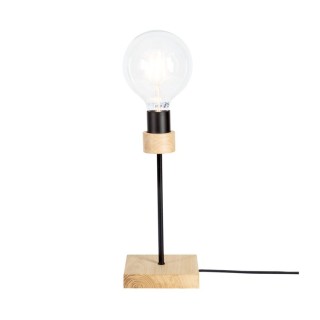 Lampe de Table en Bois de Chêne Huilé et Métal Noir,1xE27 Max.25W,CHANDELLE,84149174