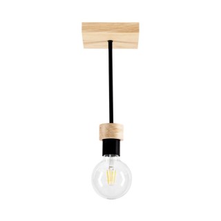 Plafonnier en Bois de Chêne Huilé et Métal Noir ,1xE27 Max.40W,CHANDELLE,8424174