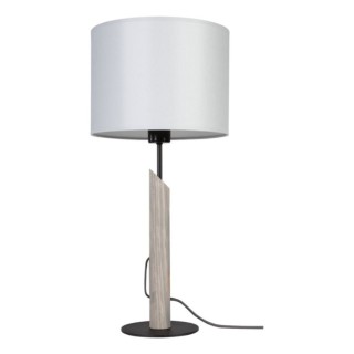 Lampe de Table en Métal Noir, Bois de Pin teinté Gris et Tissu Gris, 1xE27 Max.60W,COLETTE GREY,862217104