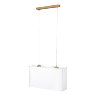 Suspension en Bois de Chêne Huilé et Tissu Blanc ,2xE27 Max.40W,CADRE,872010274