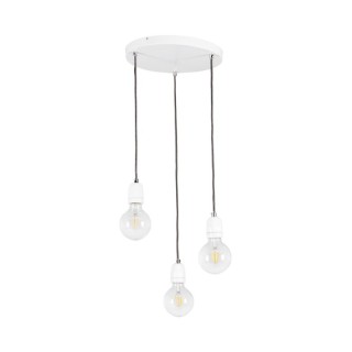 Suspension en Métal Blanc et Céramique Blanche ,3xE27 Max.60W,PORCIA,9181302R