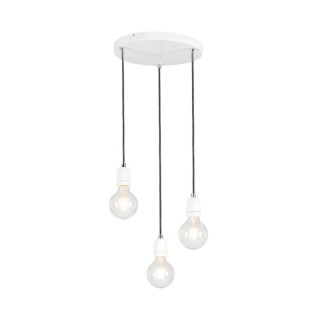 Suspension en Métal Blanc et Céramique Blanche ,3xE27 Max.60W,PORCIA,9181302R