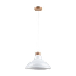 Suspension en Bois de Chêne Huilé et Verre Blanc,1xE27 Max.60W,AVINO,9874074