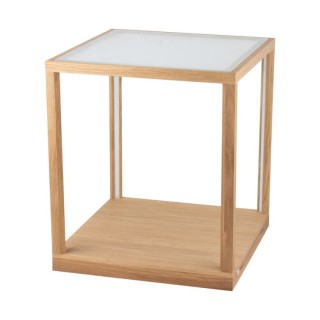 Lampadaire Table en Bois de Chêne Huilé et Verre dépoli ,1xLed 24V, 27W Intégrée, avec variateur tactile, TAVOLI GLASS,8881974