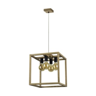 Suspension en Bois de Chêne Huilé et Métal Noir ,4xE27 Max.60W,KAGO,61540474