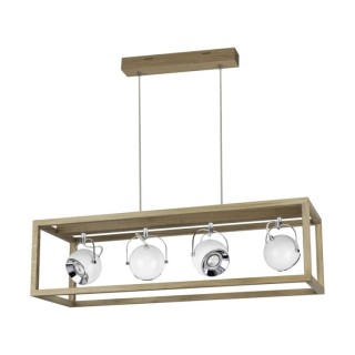 Suspension en Bois de Chêne Huilé et Métal Blanc ,Incl.3xGU10 Max.6W,ROY,61620474