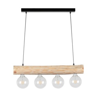 Suspension en Bois de Pin Naturel et Métal Noir ,4xE27 Max.60W,TRABO SIMPLE,69860404