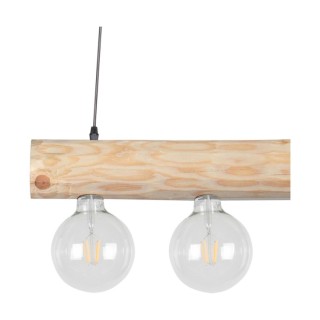 Suspension en Bois de Pin Naturel et Métal Noir ,4xE27 Max.60W,TRABO SIMPLE,69860404