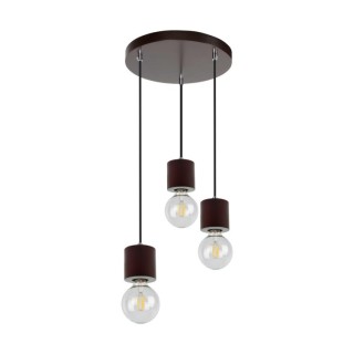 Suspension en Bois de Hêtre couleur Noyer ,3xE27 Max.60W,TRONGO ROUND,7069376R