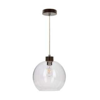 Suspension en Bois de Hêtre couleur Noyer et Verre Transparent, 1xE27 Max.60W,SVEA,13560176