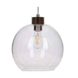 Suspension en Bois de Hêtre couleur Noyer et Verre Transparent, 1xE27 Max.60W,SVEA,13560176