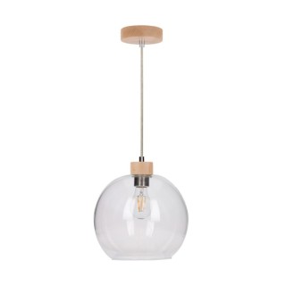 Suspension en Bois de bouleau et Verre Transparent ,1xE27 Max.25W,SVEA,13560160