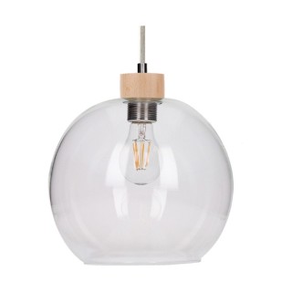 Suspension en Bois de bouleau et Verre Transparent ,1xE27 Max.25W,SVEA,13560160