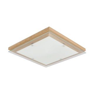 Plafonnier en Bois Huilé, Métal Chromé et Verre Blanc-Transparent ,Incl.1xLED Intégrée 24W,FINN,4024074