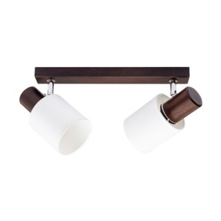 Plafonnier en Hêtre couleur Noyer et Tissu Blanc ,2xE27 Max.5W,TREEHOUSE,2236276