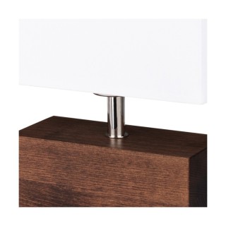 Lampe de Table en Hêtre couleur Noyer et Tissu Blanc, 1xE27 Max.25W,THEO,7462176