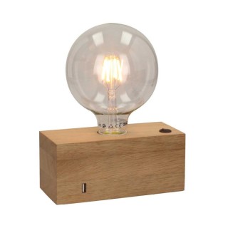 Lampe de Table en Bois de Chêne Huilé avec chargeur USB Intégré, 1xE27 Max.25W,THEO,7461174