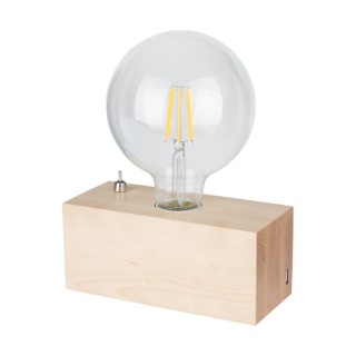 Lampe de Table en Bois de bouleau avec chargeur USB Intégré, 1xE27 Max.25W,THEO,7461160