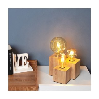 Lampe de Table en Bois de Chêne Huilé ,3xE27 Max.15W,VINCENT,2276374