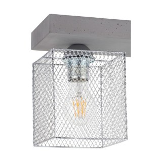 Plafonnier en Béton Gris et Métal Chromé ,2xE27 Max.60W,GITTAN,8172236