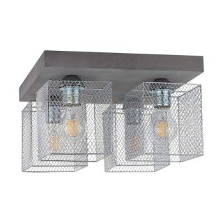 Plafonnier en Béton Gris et Métal Chromé ,4xE27 Max.60W,GITTAN,8172436