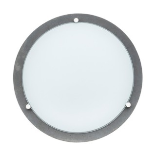 Plafonnier en Béton Gris et Verre Blanc ,2xE27 Max.40W,ROCKY,4753236