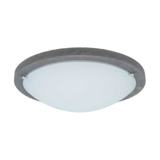 Plafonnier en Béton Gris et Verre Blanc ,1xLED 24V Intégrée, 18W,ROCKY,4754036