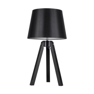 Lampe de Table en Hêtre Noir et Tissu Noir ,1xE27 Max.40W,TRIPOD,6115004