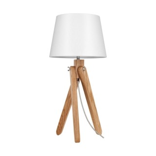 Lampe de Table en Bois de Chêne Huilé et Tissu Blanc,1xE27 Max.60W,RUNE,6311074