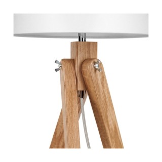 Lampe de Table en Bois de Chêne Huilé et Tissu Blanc,1xE27 Max.60W,RUNE,6311074