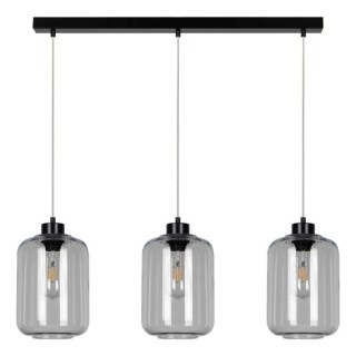 Suspension en Métal Noir et Verre fumé ,3xE27 Max.60W,TARRO,15890304