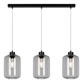 Suspension en Métal Noir et Verre fumé ,3xE27 Max.60W,TARRO,15890304