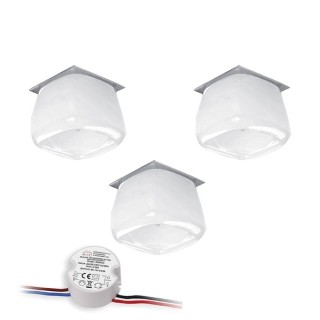 Ensemble de Spots Lumineux en Métal Chromé et Verre Blanc ,3xG4 Max 2.3W,CRISTALDREAM,51213801