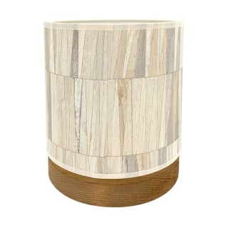 Lampe de Table en Bois de Pin teinté Brun et Papier Peint Multicolore, 1xE27 Max.25W,KAIRO,7015109810396