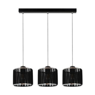 Suspension en Métal Noir et Abat-jour Métal Chromé-Tissu Noir ,3xE14 Max.25W,ANINA,17930304