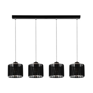 Suspension en Métal Noir et Abat-jour Métal Chromé-Tissu Noir ,4xE14 Max.25W,ANINA,17930404