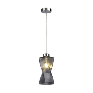 Suspension en Métal Chromé et Verre Fumé, 1xE27 Max.25W,TWIST,13610128