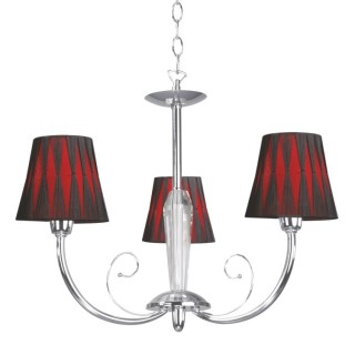 Lustre/Suspension en Métal Chromé et Tissu Noir-Rouge ,3xE14 Max.40W,BORGIA,5077306