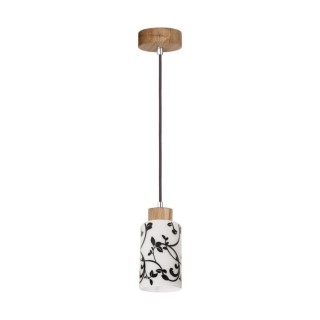 Suspension en Bois de Chêne Huilé et Verre Blanc-Noir ,1xE27 Max.60W,BOSCO,1701174G0758