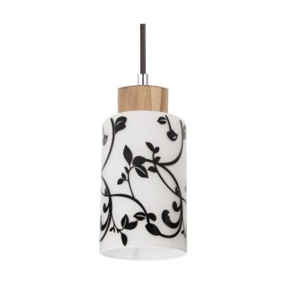 Suspension en Bois de Chêne Huilé et Verre Blanc-Noir ,1xE27 Max.60W,BOSCO,1701174G0758