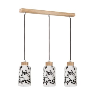 Suspension en Bois de Chêne Huilé et Verre Blanc-Noir ,3xE27 Max.60W,BOSCO,1701374G0758