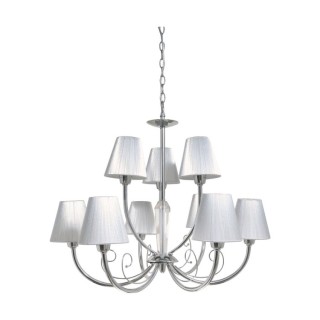 Lustre/Suspension en Métal Chromé et Tissu Argenté ,9xE14 Max.40W,CUBANA,5075927