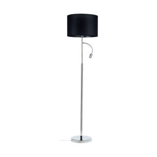 Lampadaire en Métal Chromé et Tissu Noir ,1xE27 60W, 1xLED Intégrée 3W,EROS,1233128