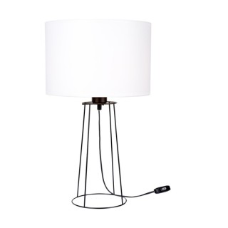 Lampe de Table en Métal Noir et Tissu Blanc ,1xE27 Max.25W,STAR,7732104